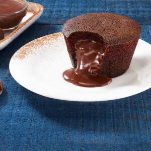 Chocolate lovers delight! Indulgent, gooey molten lava inside chocolate cake